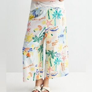 Sonoma Women’s Oversized Plus Size 1X Wide Leg Cropped Linen Blend Pants Pull On